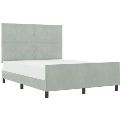 Letto Grigio Chiaro 140x190 cm Velluto - Foto 1