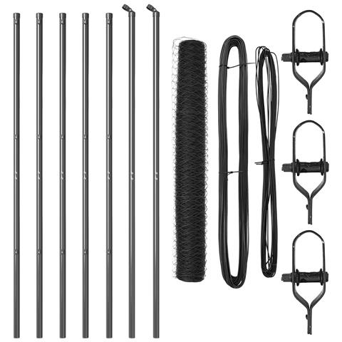 Recinzione Esagonale Grigia 1.4x10 m Acciaio, Pali per Recinzione 7 pz Grigio Ø32 mm 190 cm Acciaio Zincato - Foto 1
