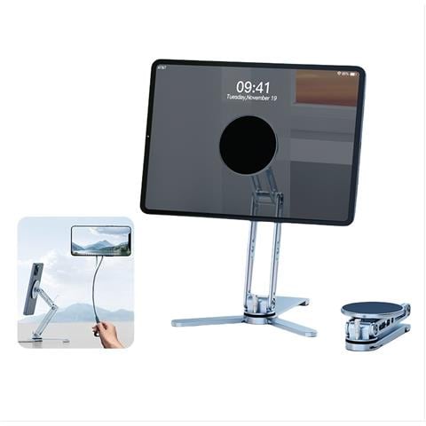 Supporto Magnetico In Alluminio Per Telefono E Tablet: Rotazione A 360°, Pieghevole, Per Scrivania - Foto 3