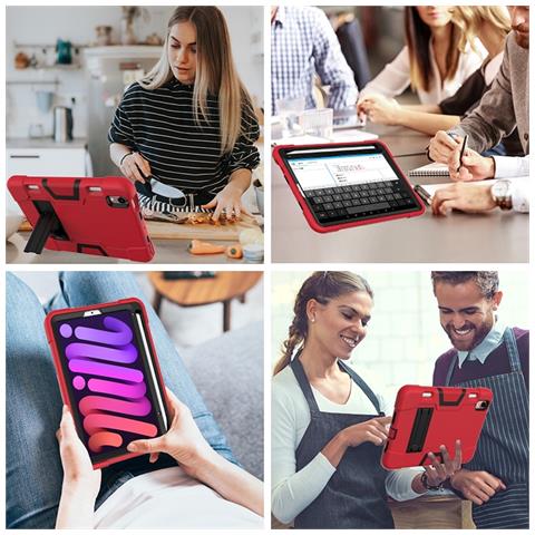 Custodia Per Ipad Mini 6 8.3"" Con Supporto E Alloggiamento Per Stilo Rosso - Foto 2