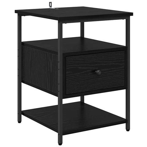 Armadio da Notte Rovere nero 40 x 42 x 56 cm Legno multistrato - Foto 1