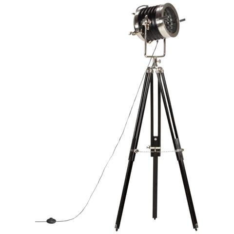 Lampada A Treppiede A Pavimento Nera In Legno Di Mango 171 Cm - Foto 1