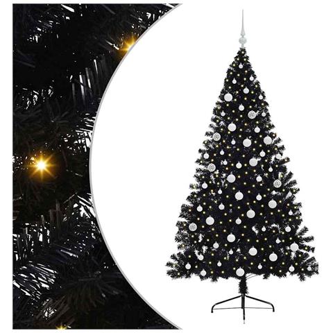 Albero di Natale artificiale con luci integrate Nero 180 cm PVC - Foto 1