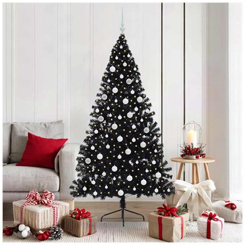 Albero di Natale artificiale con luci integrate Nero 180 cm PVC - Foto 2