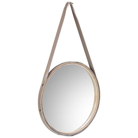 Specchio In Legno E Corda In Similpelle Marrone, D39x2,5h Cm - Foto 1