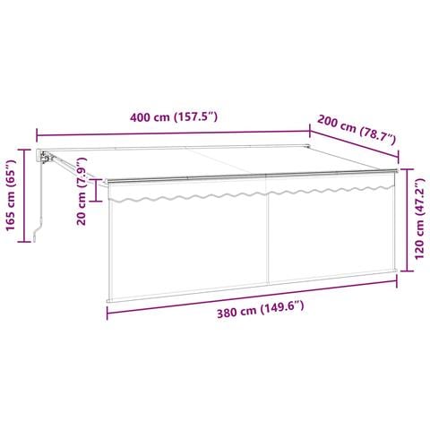 Tenda Retrattile Antracite 400 x 200 cm Poliestere e Alluminio - Foto 8