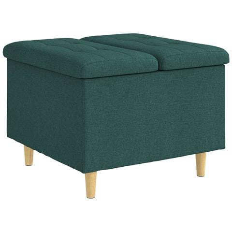 Pouf contenitore Verde Scuro 60 x 60 x 45 cm Tessuto - Foto 1