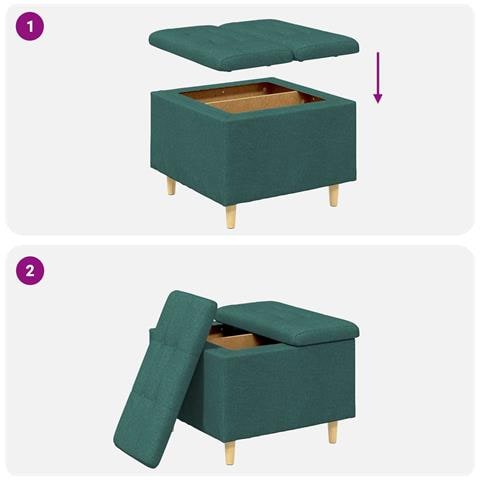 Pouf contenitore Verde Scuro 60 x 60 x 45 cm Tessuto - Foto 9