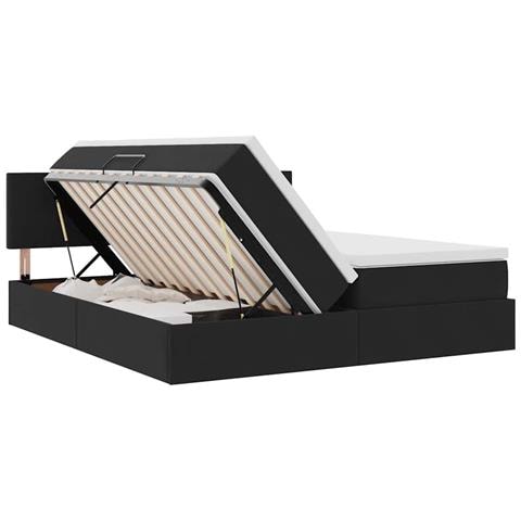 Letto con luci a strisce a LED Nero 200 x 200 cm Velluto - Foto 9