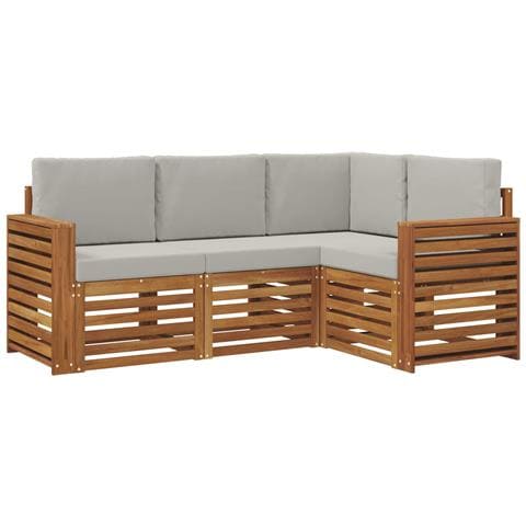 Set divani con cuscino 4 pcs Grigio Naturale e Chiaro - Foto 1