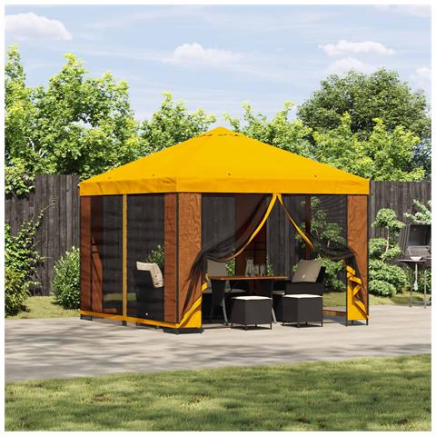 Gazebo 3 x 3 m Giallo Poliestere e Acciaio 190 gsm - Foto 2