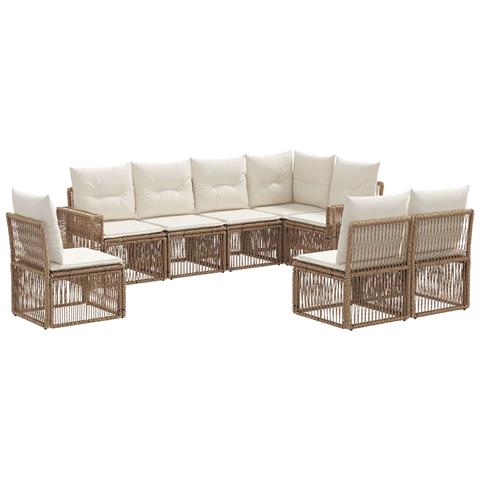 Set Divano da Giardino 8 pcs Beige e Bianco Crema polyrattan - Foto 1