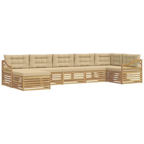 Set di divani da esterno 7 pcs Bianco e Beige - Foto 1