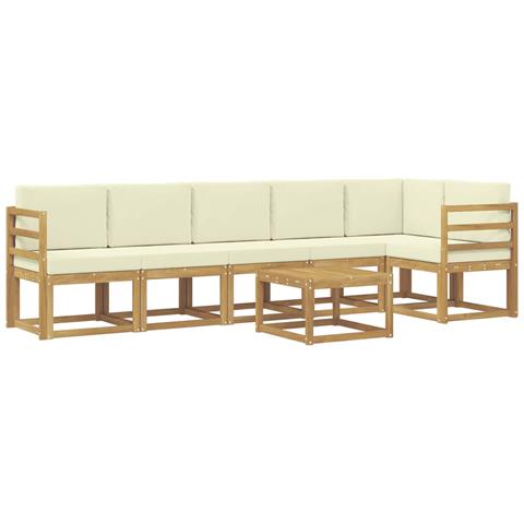 Set di divani da esterno 7 pcs Bianco e Crema Poliestere - Foto 1
