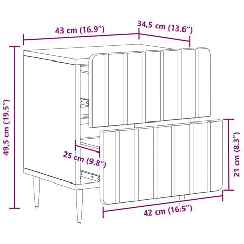Armadio da Notte Nero 43 x 34,5 x 49,5 cm Legno ingegnerizzato - Foto 9