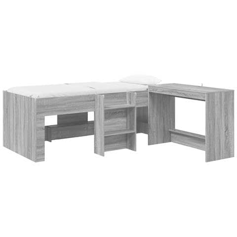 Letto alto per bambini con scrivania 2 pz Sonoma grigio - Foto 1
