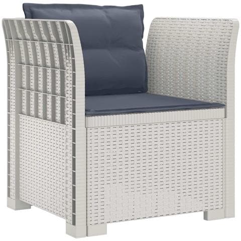 Poltrona a 1 Posto con Cuscini Aspetto Rattan PP Bianco - Foto 1