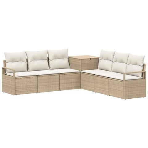 Set di divani 7 pz Beige e Bianco Crema - Foto 1