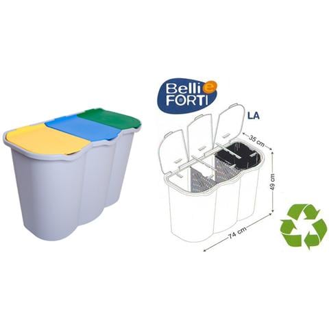 Contenitore Pattumiera Raccolta Differenziata 3 Scomparti - Foto 1