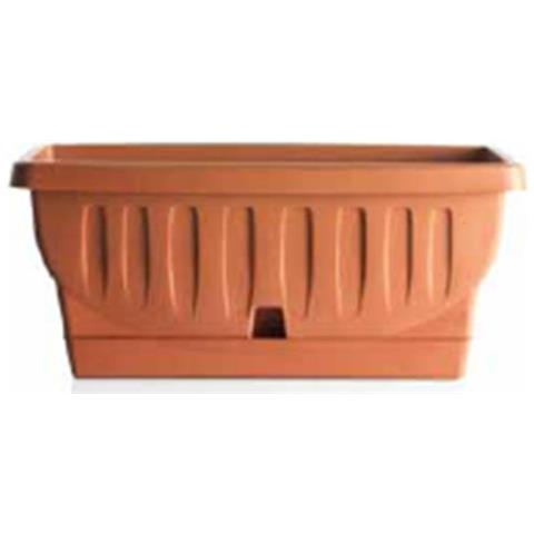 Fioriera Natura Cm. 100 Con Sottovaso Colore Terracotta - Foto 3