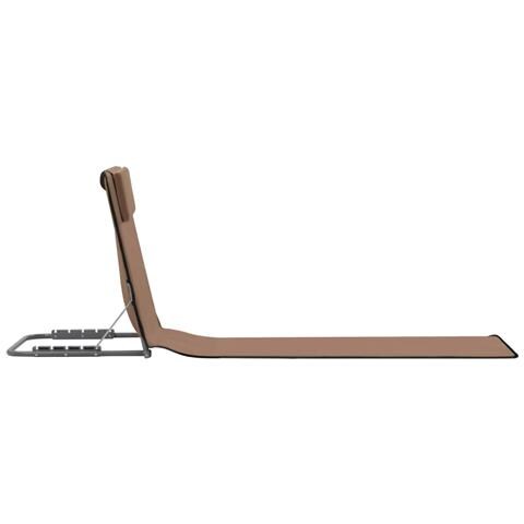 Lettino Da Spiaggia 2 Pz Pieghevole Acciaio E Tessuto Marrone - Foto 2