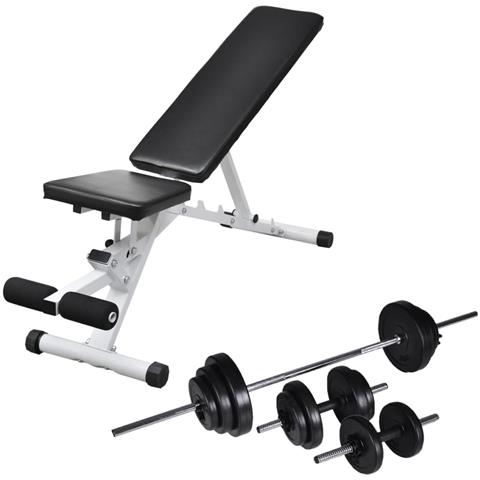 Panca Da Palestra Con Bilanciere E Set Di Manubri 30,5 Kg - Foto 1