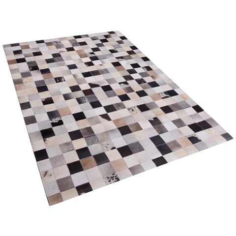 160x230cm Beliani Tappeto rettangolare in pelle marrone-beige Rize 