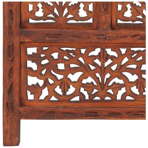 Divisorio 4 Pannelli Intaglio Marrone 160x165cm Mango Massello - Foto 2