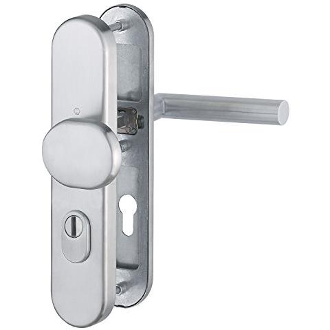 Di Sicurezza Maniglia Amsterdam - su Piastra Lunga Pz72, Porte Dello Spessore Di 42 - 47 mm, Con Nucleo Antiscasso, In Acciaio Inox Opaco, 1 pezzi, 3662149 - Foto 1