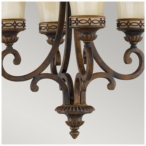 Lampadario Multi Braccio 4 Luci Finitura Noce, E27 - Foto 2