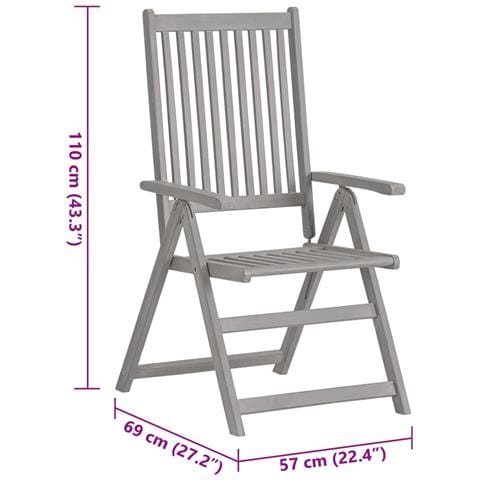 Sedie da Giardino Reclinabili 2pz con Cuscini Massello Acacia - Foto 2