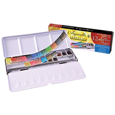 Scatola Di Metallo Per Acquerello - 18 Mezze Matite Extra Fini - Foto 1