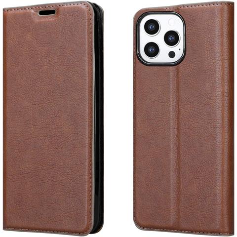 Custodia Compatibile Con Apple Iphone 13 Pro In Marrone Cappuccino - Coperchio Protettiva Con Chiusura Magnetica, Funzione Stand E Tasca Per Le Carte - Foto 8