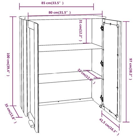 Scaffale Superiore Per Credenza Grigio Scuro 85x35x100 Cm Pino - Foto 2