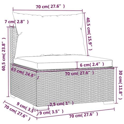 Set Divani Da Giardino 4 Pz Con Cuscini In Polyrattan Nero - Foto 8