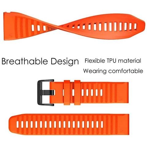 Bracciale Garmin 26 Mm Fenix 6x/5x Plus/3hr/descent Mk1 Silicone Arancione - Foto 2