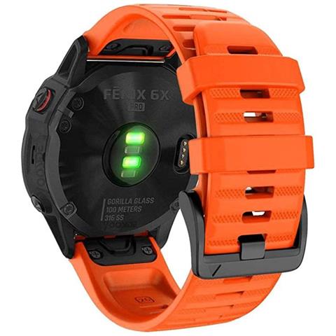Bracciale Garmin 26 Mm Fenix 6x/5x Plus/3hr/descent Mk1 Silicone Arancione - Foto 1