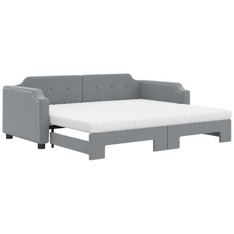 Divano Letto Estraibile Materassi Grigio Chiaro 90x190 Tessuto - Foto 1