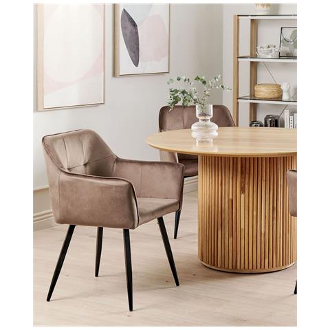 Set Di 2 Sedie Da Pranzo Velluto Marrone Jasmin - Foto 1
