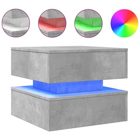 Tavolino Da Salotto Con Luci Led Grigio Cemento 50x50x40 Cm - Foto 2