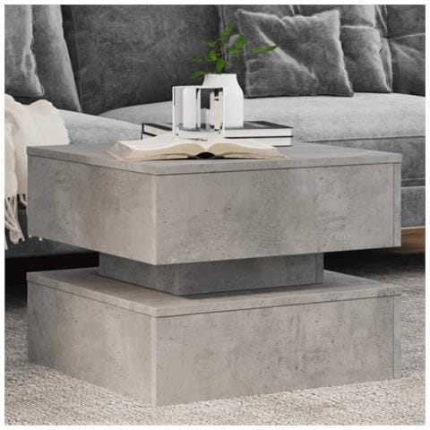 Tavolino Da Salotto Con Luci Led Grigio Cemento 50x50x40 Cm - Foto 1