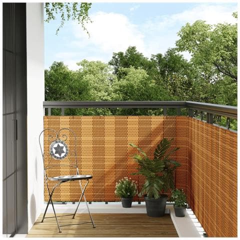 Paravento Da Balcone Marrone Chiaro 300x80 Cm In Polyrattan - Foto 2