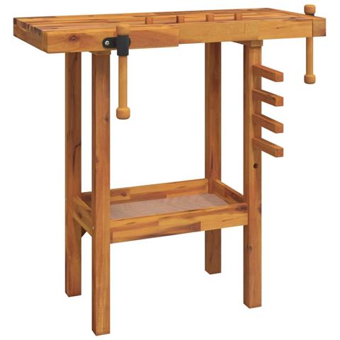 Banco Da Lavoro Con Morse 92x48x83 Cm Legno Massello Di Acacia - Foto 1