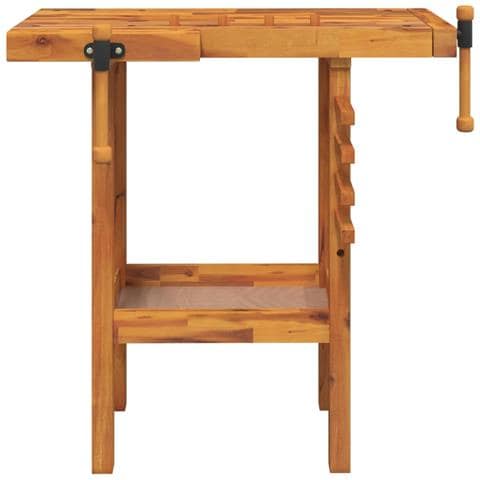 Banco Da Lavoro Con Morse 92x48x83 Cm Legno Massello Di Acacia - Foto 2