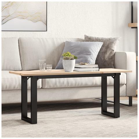Tavolino Salotto Telaio A O 110x40x45cm Massello Pino E Ghisa - Foto 1