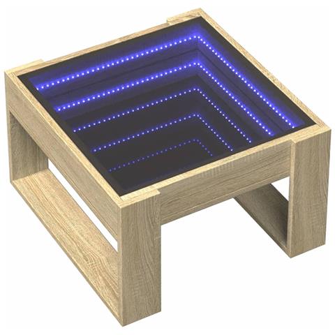 Tavolino Da Salotto Con Led Infinity Rovere Sonoma 50x53x30 Cm - Foto 3