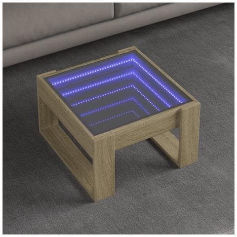 Tavolino Da Salotto Con Led Infinity Rovere Sonoma 50x53x30 Cm - Foto 1