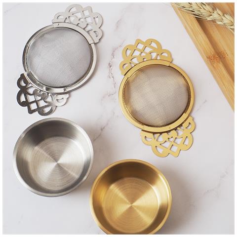 Colino Da Tè In Acciaio Inossidabile Con Vaschetta Raccogligocce Gold - Foto 4