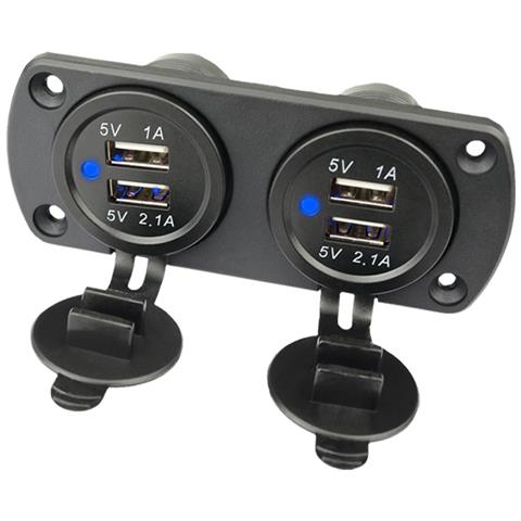 Caricatore Per Auto Doppio Usb Con Luce Blu (pannello A 2 Prese) - Foto 1
