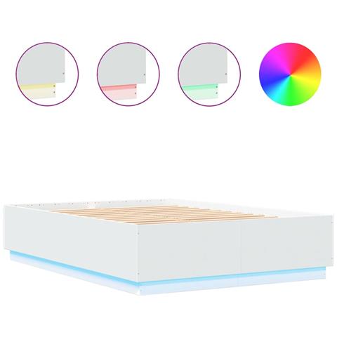Giroletto Con Luci Led Bianco 150x200 Cm In Legno Multistrato - Foto 2
